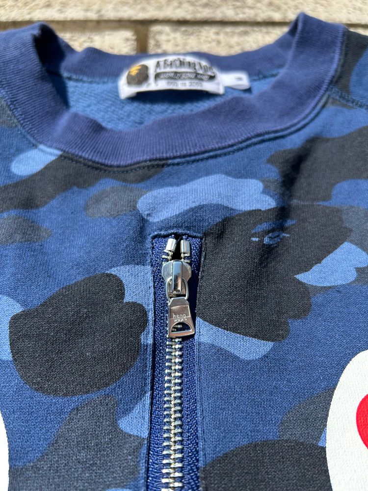 A Bathing Ape Blue Camo Shark Zip-Up Sweatshirt - Size Medium image 5