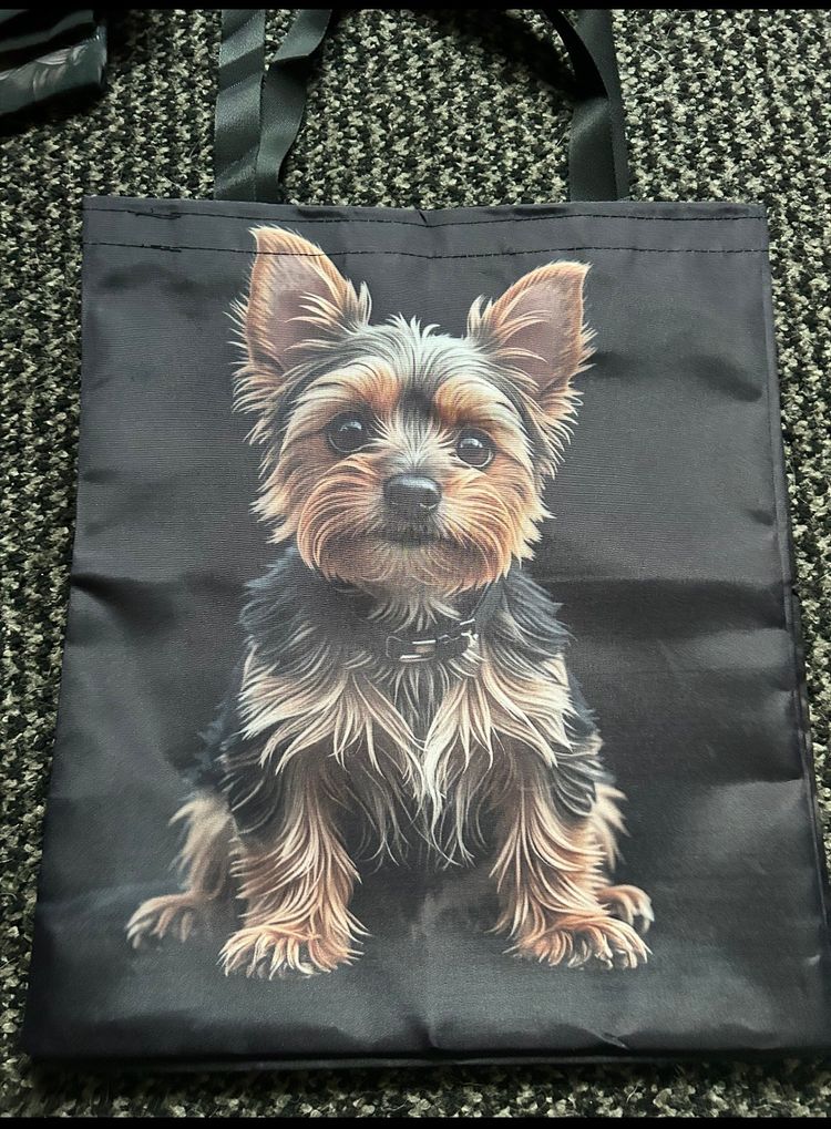 Black Tote Bag With Dog Print