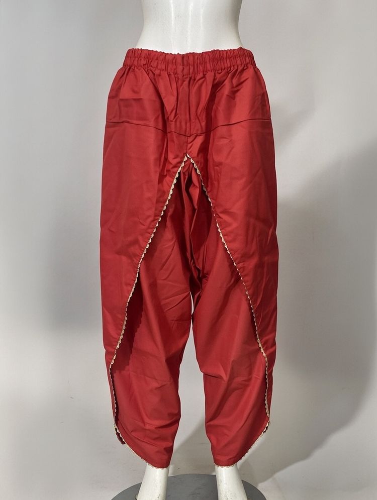 Red Pants With Unique Open Side Design