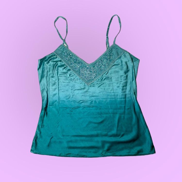 90s 00s Etam blue cami top with bead details