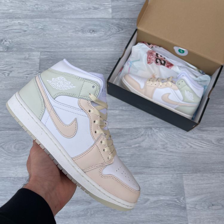 Nike Air Jordan 1 Mid SE Trainers Sneakers - White Guava Ice [HJ6654-100]