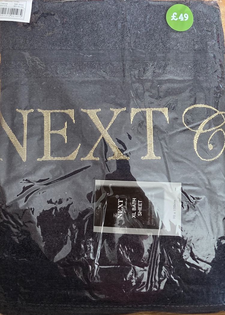 Immagine di Pack of 3 Charcoal Colour The Next Collection Xl Bath Sheet Price Marked £49 4