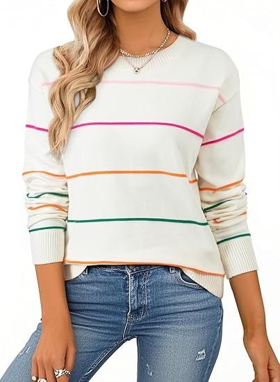 White Striped Sweater obraz 1