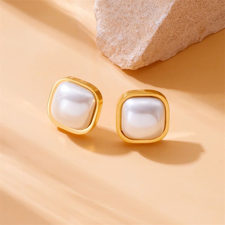 Gold-Tone Pearl Stud Earrings image 3