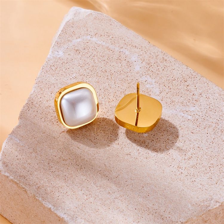 Gold-Tone Pearl Stud Earrings image 4