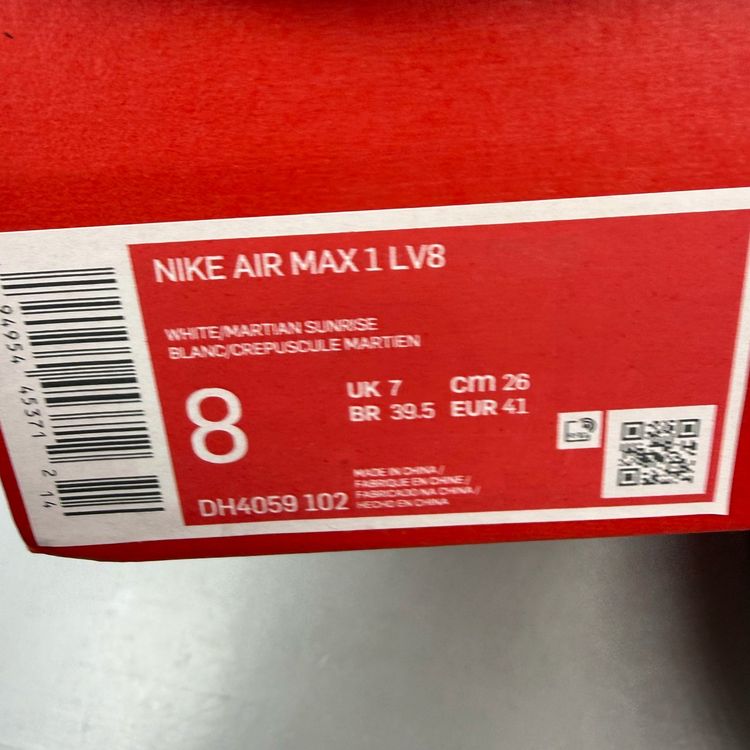 Immagine di Nike Air Max 1 Size UK 7 LV8 Martian Sunrise White Grey Mens Trainers DH4059-102 5