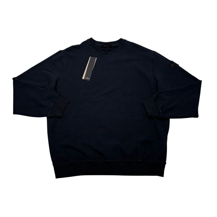Stone Island Navy Ghost Piece Compass Patch Crewneck Jumpers