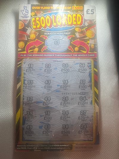 £500 Loaded Scratch Card - Find a 55 to win prize shown automatically