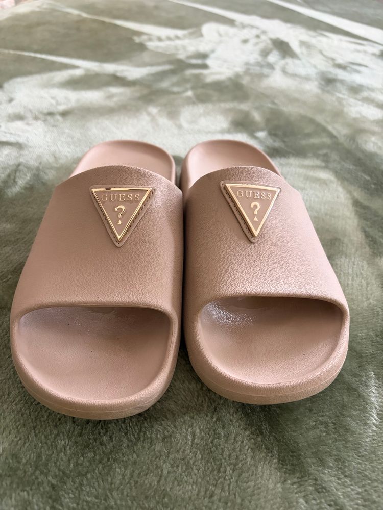 Guess Women’s Beige/Nude Logo Slide Sandals Sliders  image 5