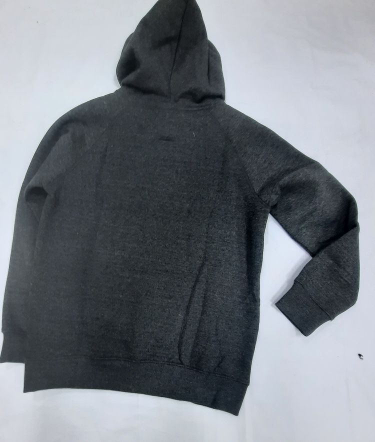 Dark Grey Hoodie With Winged Globe Graphic And Text image 5