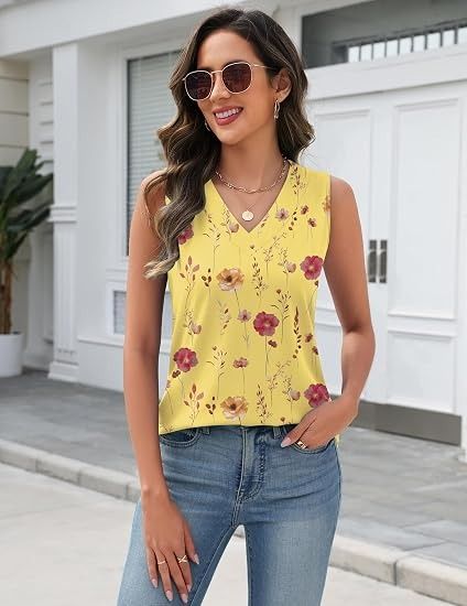 Yellow Floral Sleeveless Top image 4