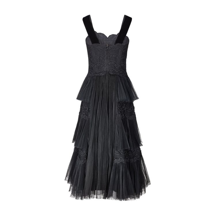 1950s Norman Hartnell Couture Black Lace Tulle Evening Dress image 3