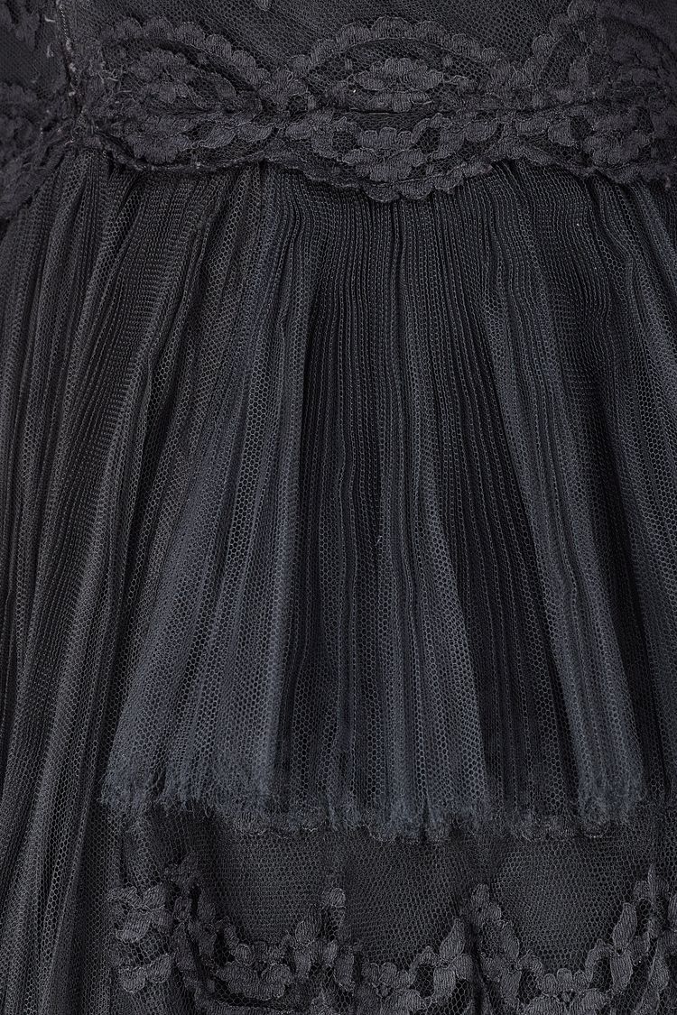1950s Norman Hartnell Couture Black Lace Tulle Evening Dress image 7