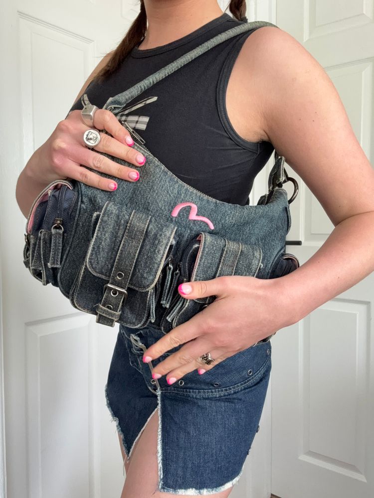 Evisu Denim Cargo Handbag