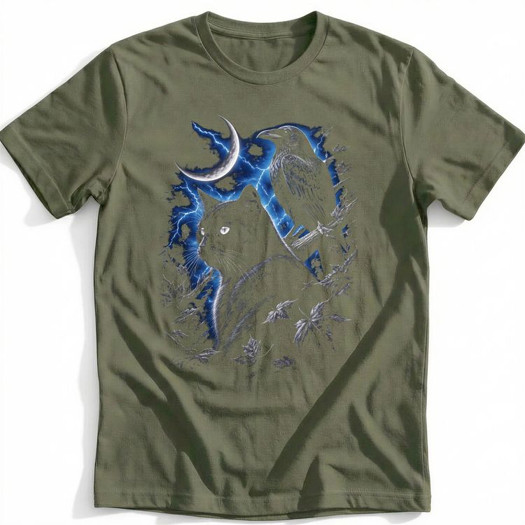 Cat Raven Crescent Blue T-Shirt image 4