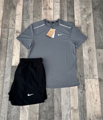 Nike Dri-Fit Miler T-shirt & Short Set - ‘Smoke Grey’ - Size Small