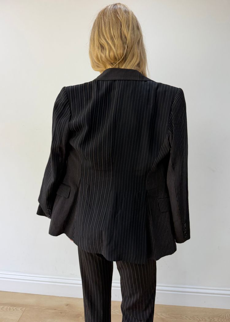 large pinstripe single button blazer image 5