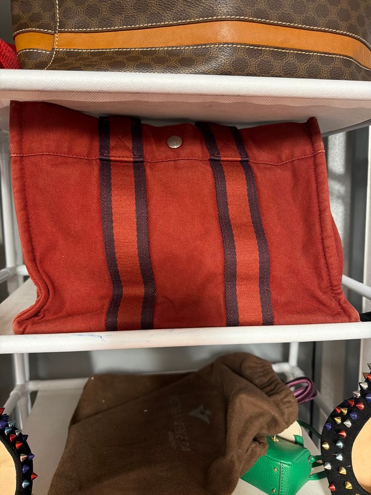 Hermes Red Bag With Black Stripes