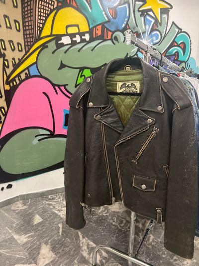Black Leather Biker Jacket Avirex