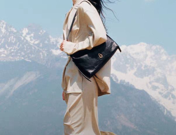 Black Leather Shoulder Bag Purely handmade image 1