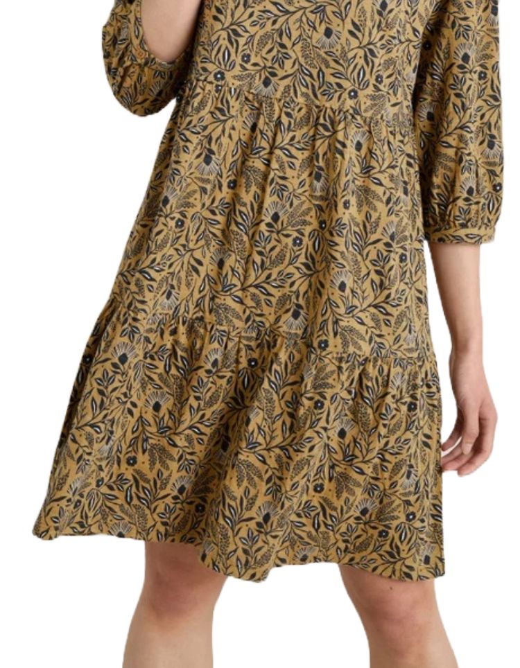 Women's Heron Dip Tiered Jersey Dress in Folk Meadow Kelp image 10