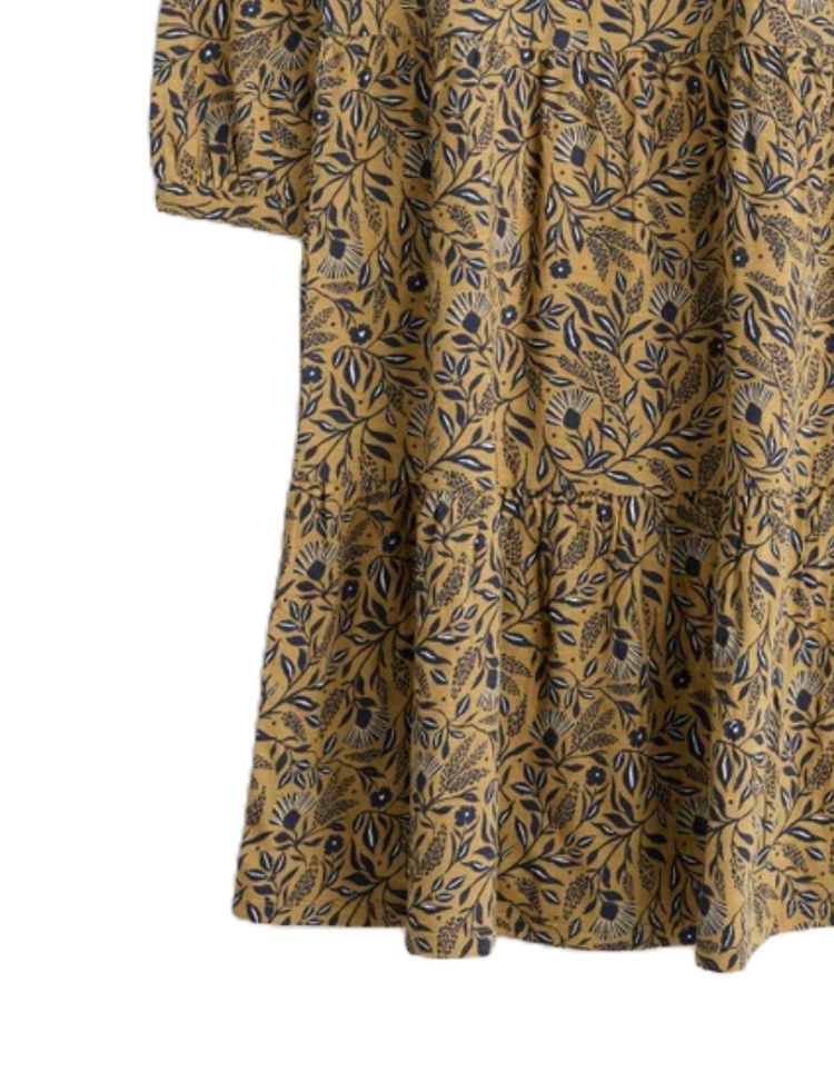 Women's Heron Dip Tiered Jersey Dress in Folk Meadow Kelp image 7