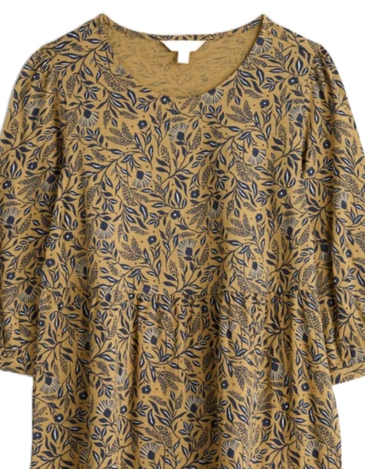 Women's Heron Dip Tiered Jersey Dress in Folk Meadow Kelp image 5