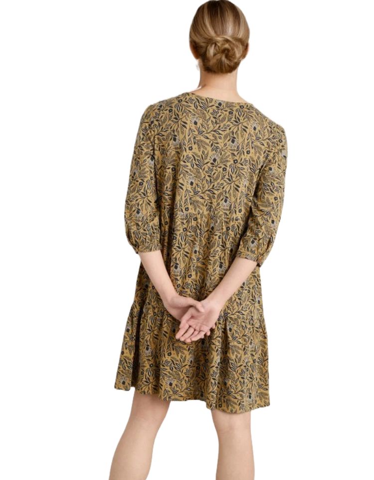 Women's Heron Dip Tiered Jersey Dress in Folk Meadow Kelp image 3
