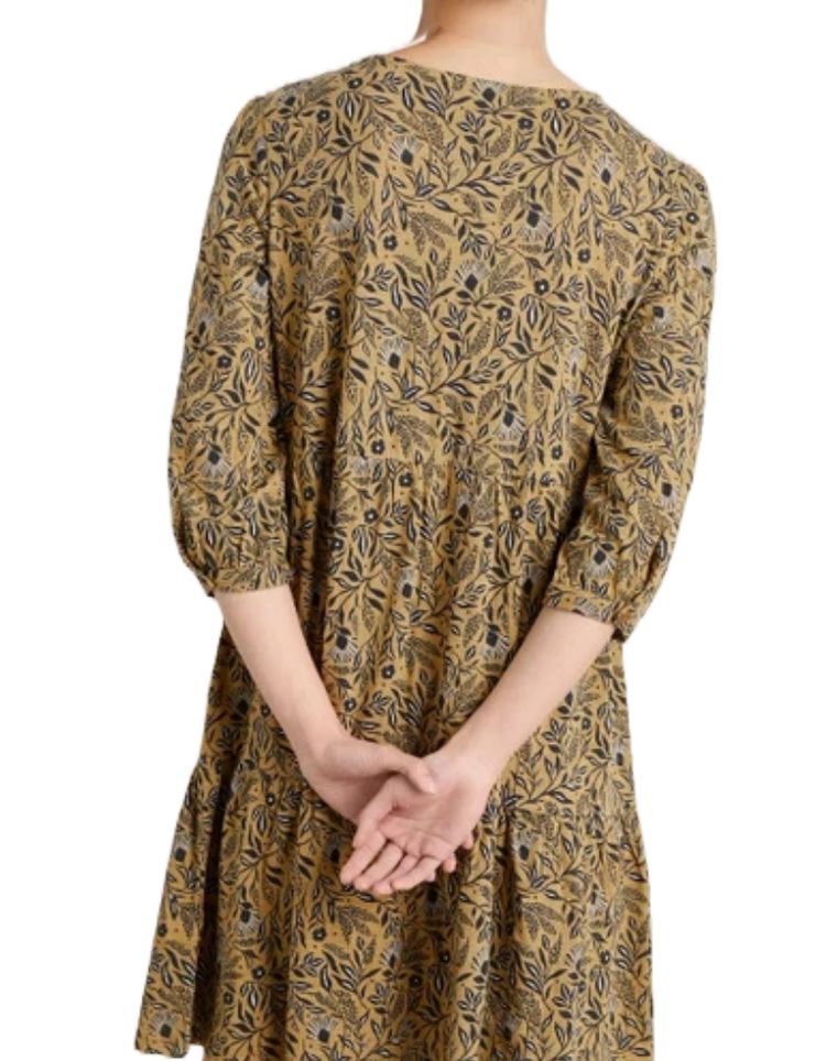 Women's Heron Dip Tiered Jersey Dress in Folk Meadow Kelp image 2