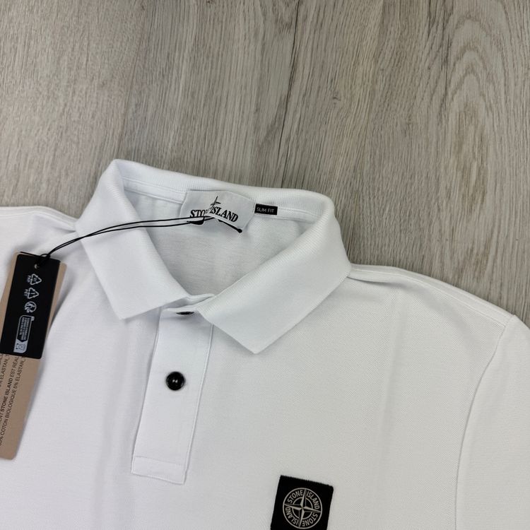 Stone Island Men’s White Short-sleeve Polo - Large obraz 2