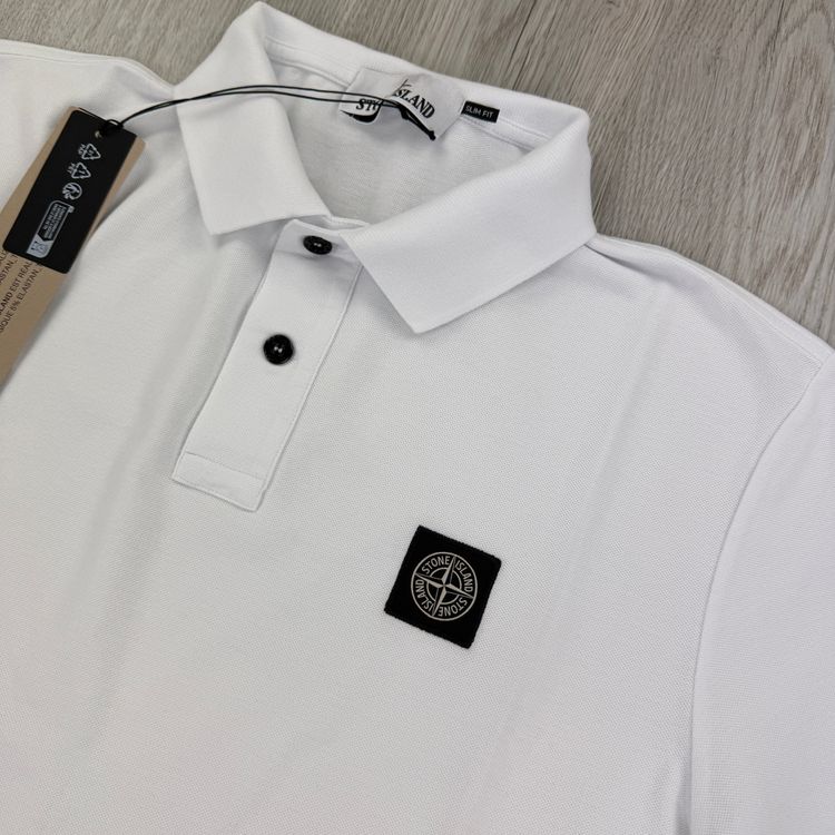 Stone Island Men’s White Short-sleeve Polo - Large obraz 8