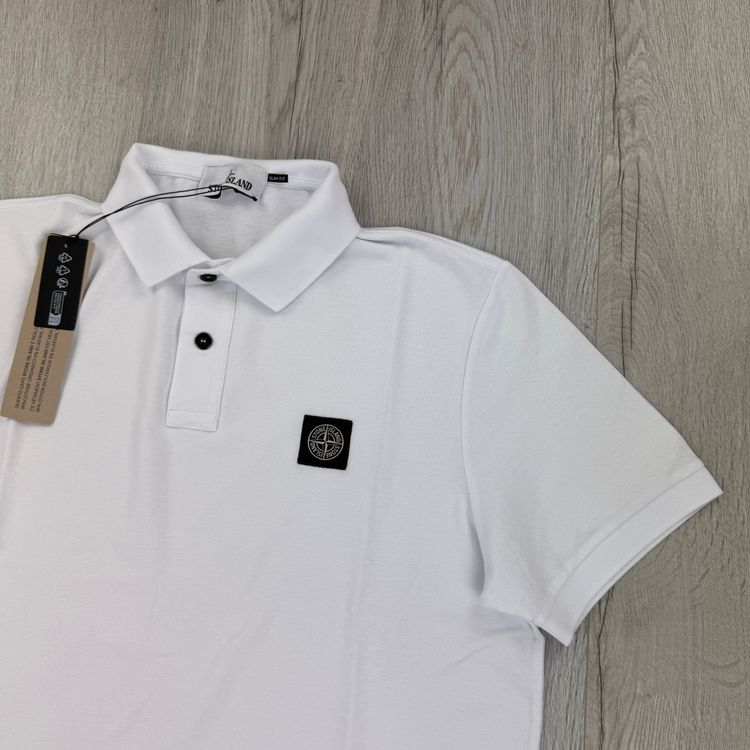 Stone Island Men’s White Short-sleeve Polo - Large obraz 9