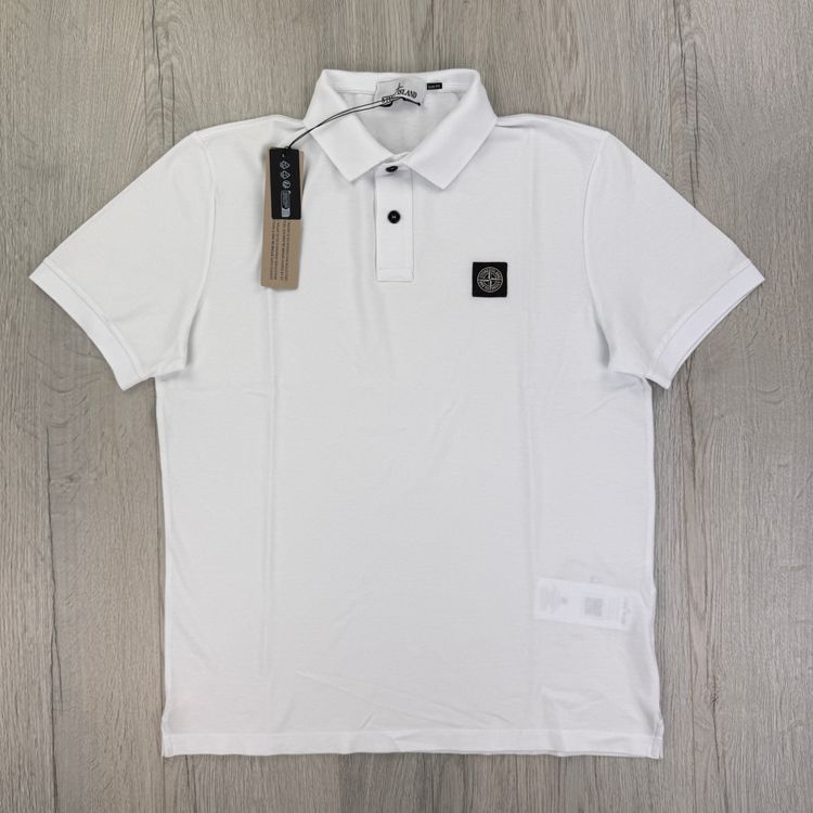 Stone Island Men’s White Short-sleeve Polo - Large obraz 3