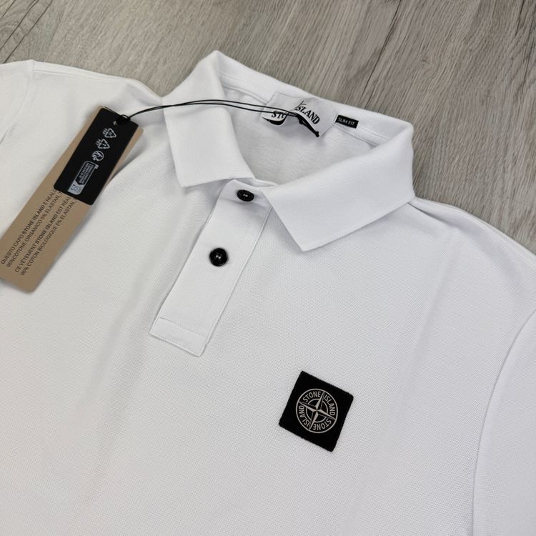 Stone Island Men’s White Short-sleeve Polo - Large obraz 10