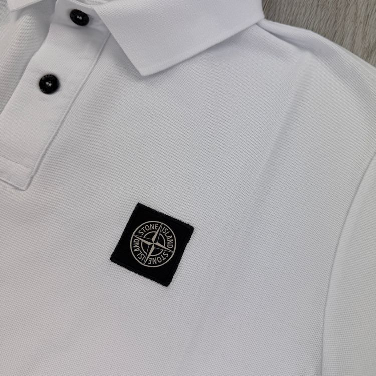 Stone Island Men’s White Short-sleeve Polo - Large obraz 5