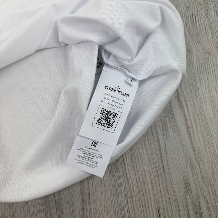 Stone Island Men’s White Short-sleeve Polo - Large obraz 6