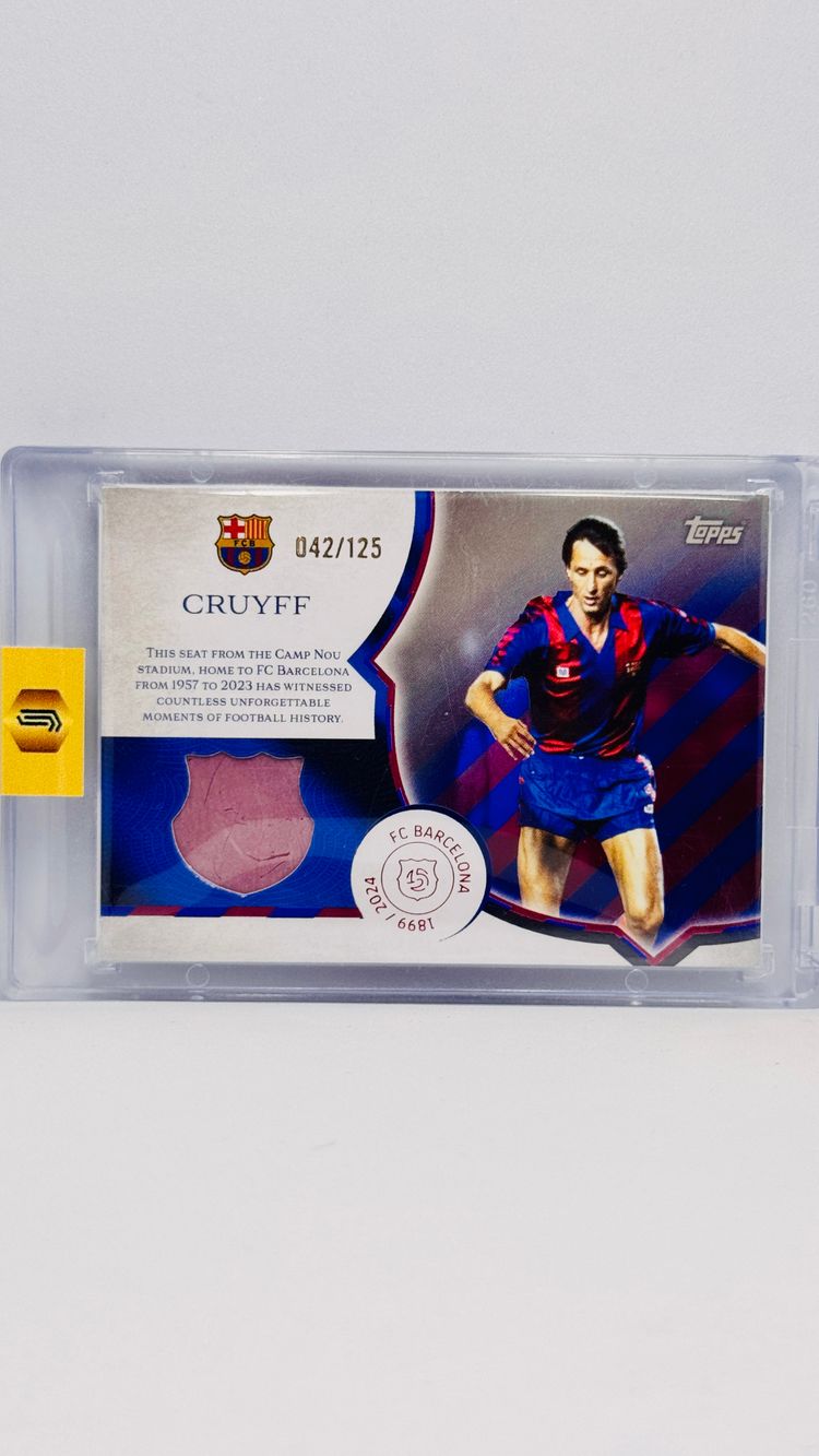 Relic (trozo de asiento original del Camp Nou) /125 - Johan Cruyff - Barcelona -  Topps Fc Barcelona 125 anniv