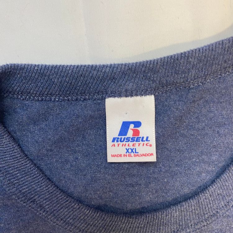 Immagine di Vintage Russell Athletic Blank Tee | Heather Navy Sleeve Logo Boxy T-Shirt 6