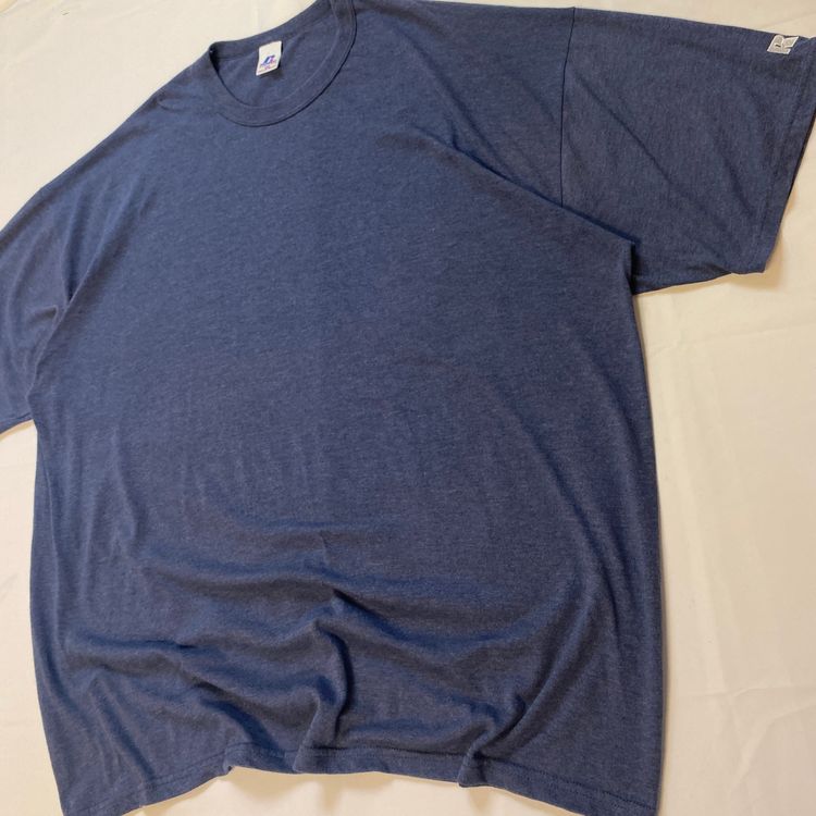 Immagine di Vintage Russell Athletic Blank Tee | Heather Navy Sleeve Logo Boxy T-Shirt 2