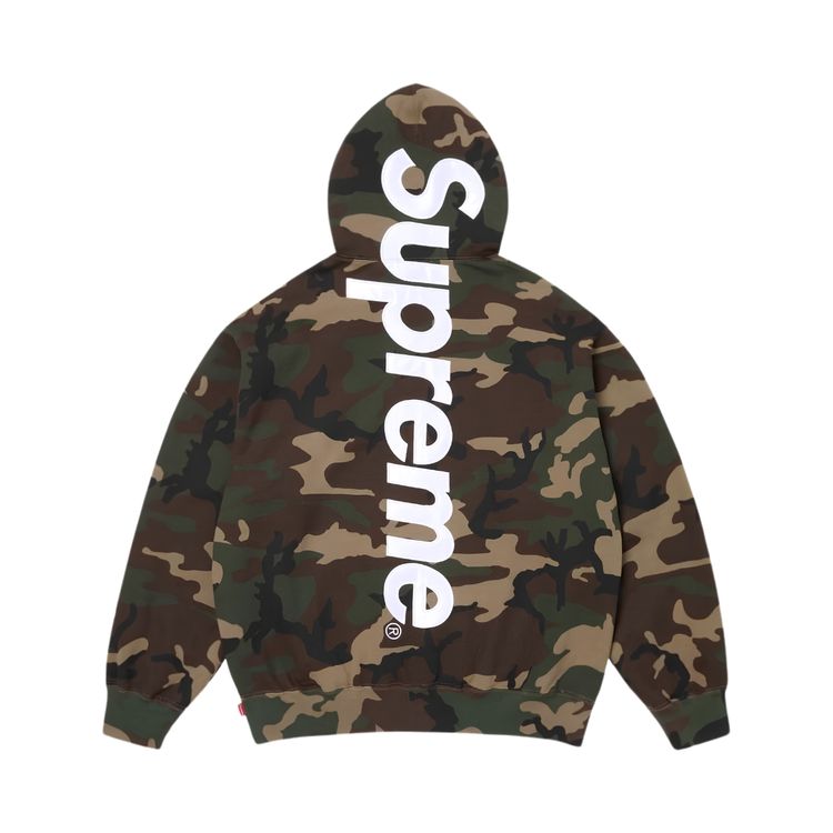 Supreme Satin Applique Hooded Sweatshirt Woodland Camo