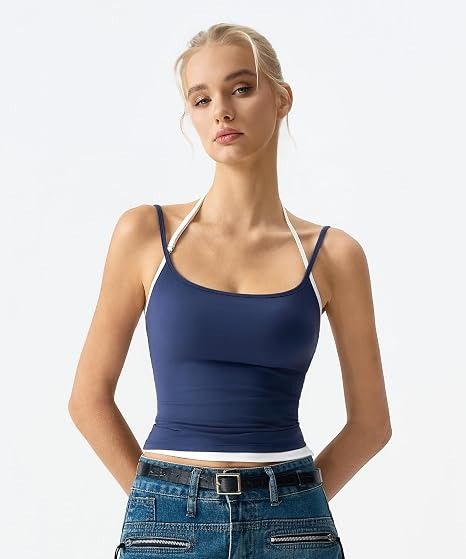 Blue And Light Blue Camisole Tops obraz 4