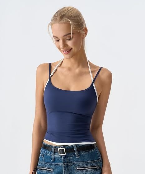 Blue And Light Blue Camisole Tops obraz 2