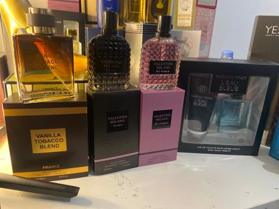 5 for £26 Vanilla Tobacco Blend Fragrance, Valentino Milano For Women Fragrance, Milano Man L'Eau Bleue Fragrance Set