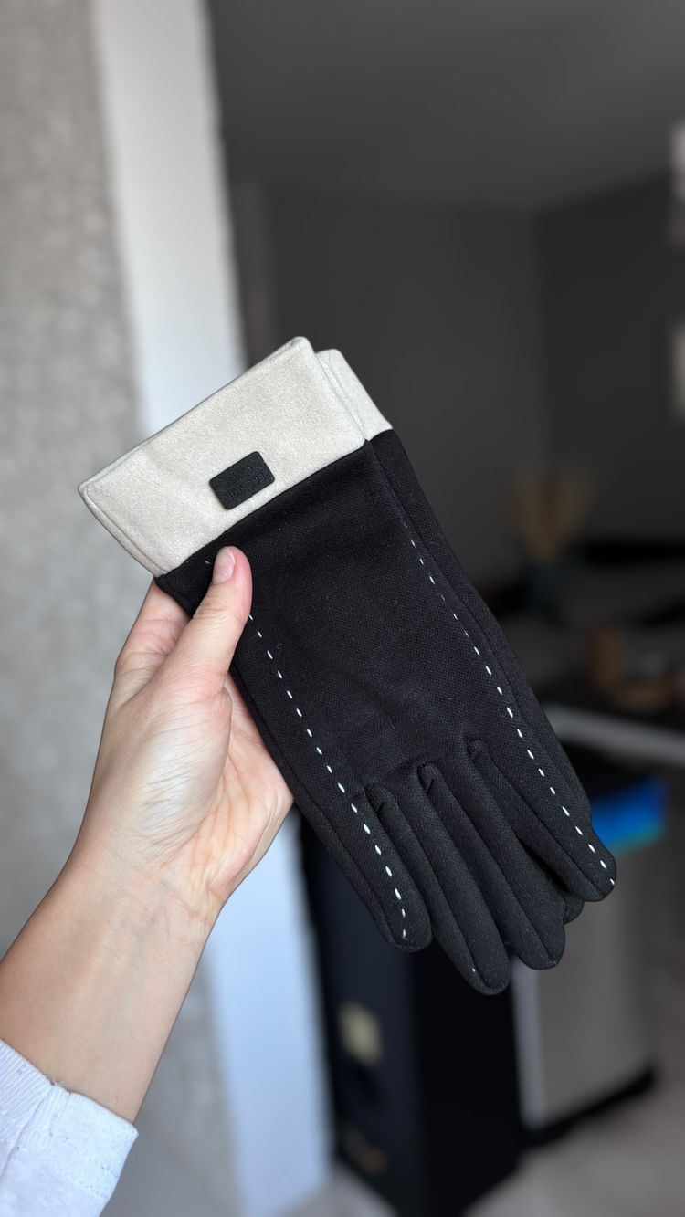 Black And Beige Gloves