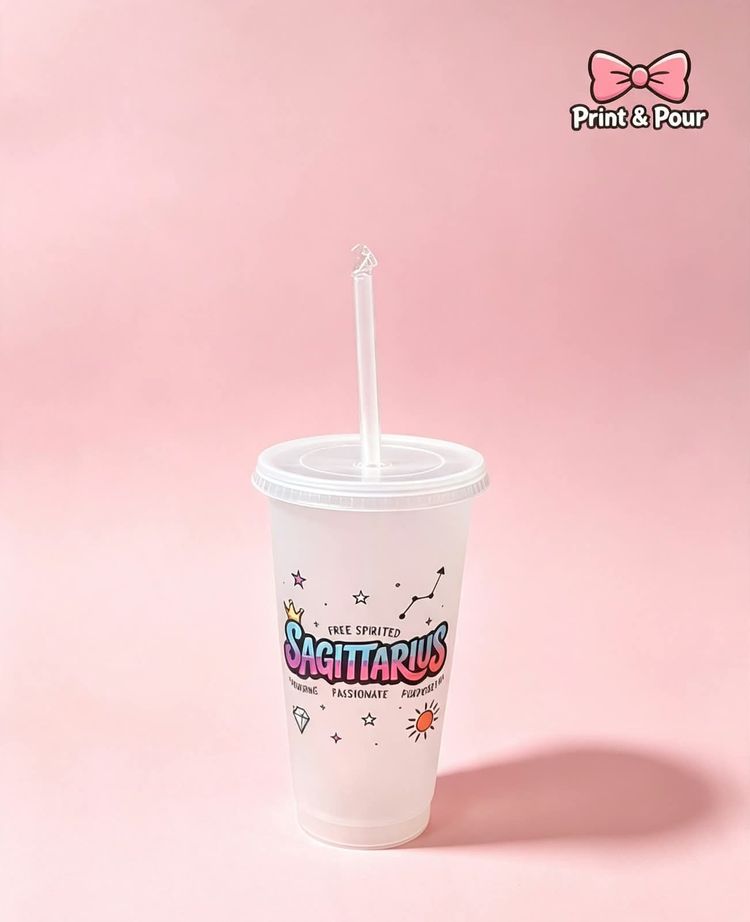 Sagittarius Zodiac Plastic Cup With Straw