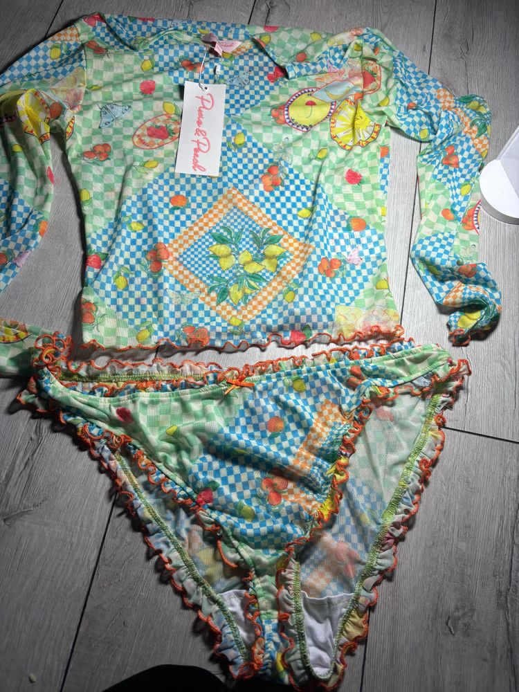 Pixie & Peach Long Sleeve Top And Bikini Bottom Set 3