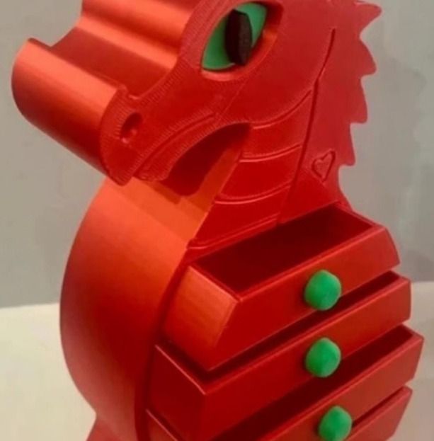 Red Dragon-Shaped Jewelry Box With Drawers imagen 3