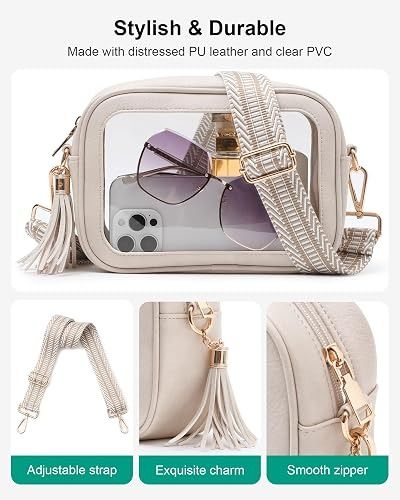Clear Pvc Crossbody Bag With Adjustable Strap And Tassel Charm obraz 2