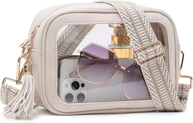 Clear Pvc Crossbody Bag With Adjustable Strap And Tassel Charm image 1
