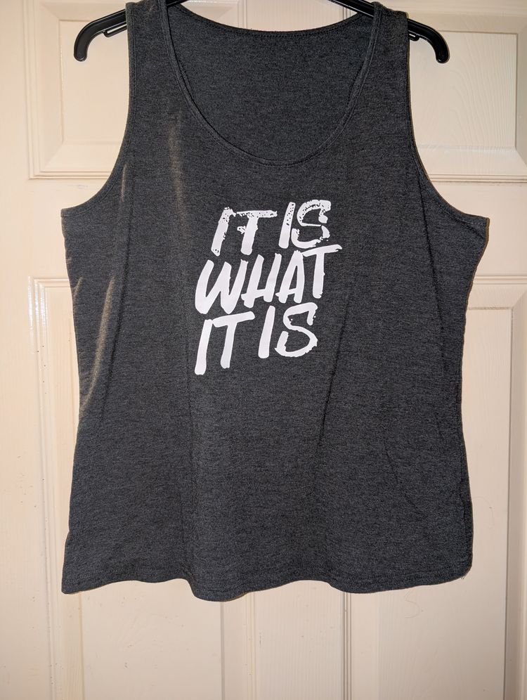 Dark Gray Sleeveless Tank Top With Text Print